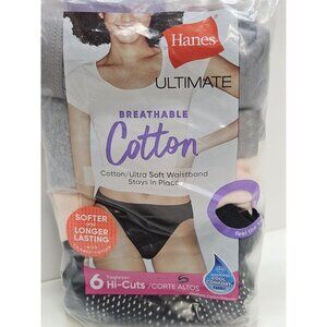 Hanes Ultimate Hi-Cuts Women Panties 5 Pack Breathable Cotton Size 7/L Tagless